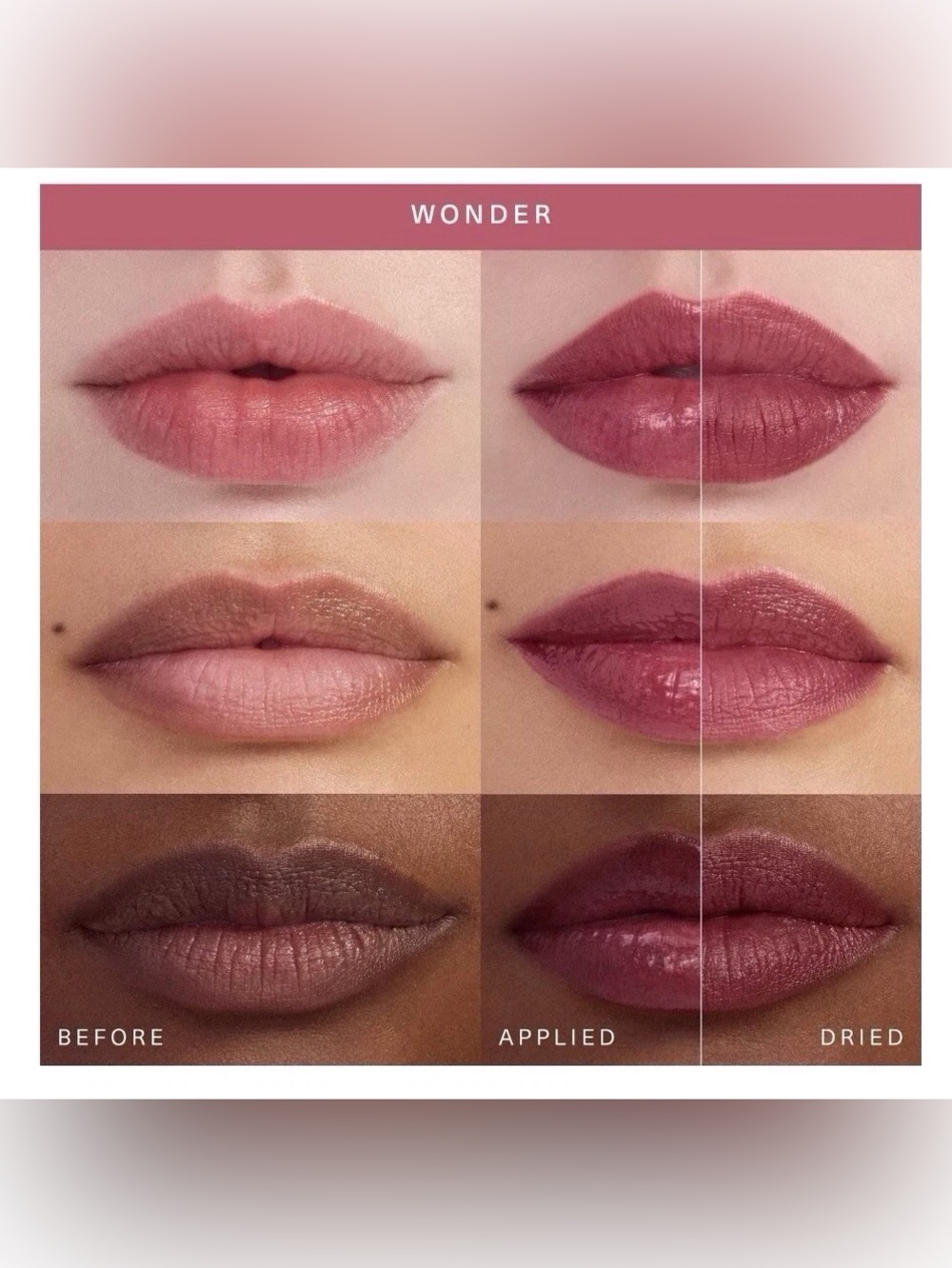 Lip Stain by Rare Beauty in Wonder ~Soft Pinch Tinted Lip Oil~ made in Korea